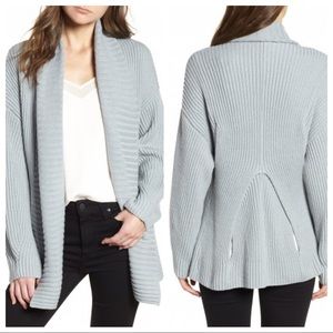Trouve Sky Blue Oversized Overlap Rib Sweater